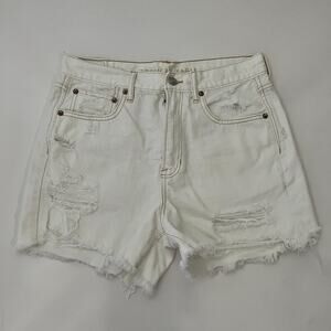 American Eagle Distressed Boyfriend Shorts in White